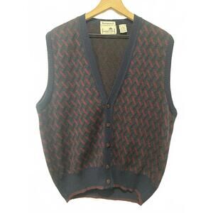 Florence Tricot Vintage Knitted Wool Blend Vest Made in Italy, Size L
